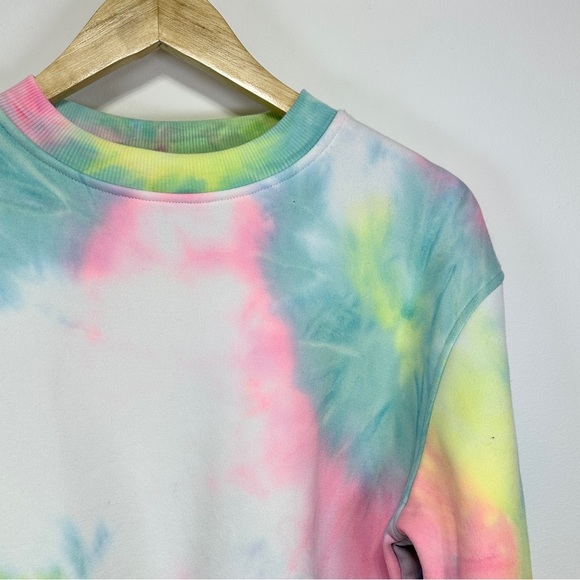 Yellow and Pink Boxy Crop Hoodie - Picture 2 of 3